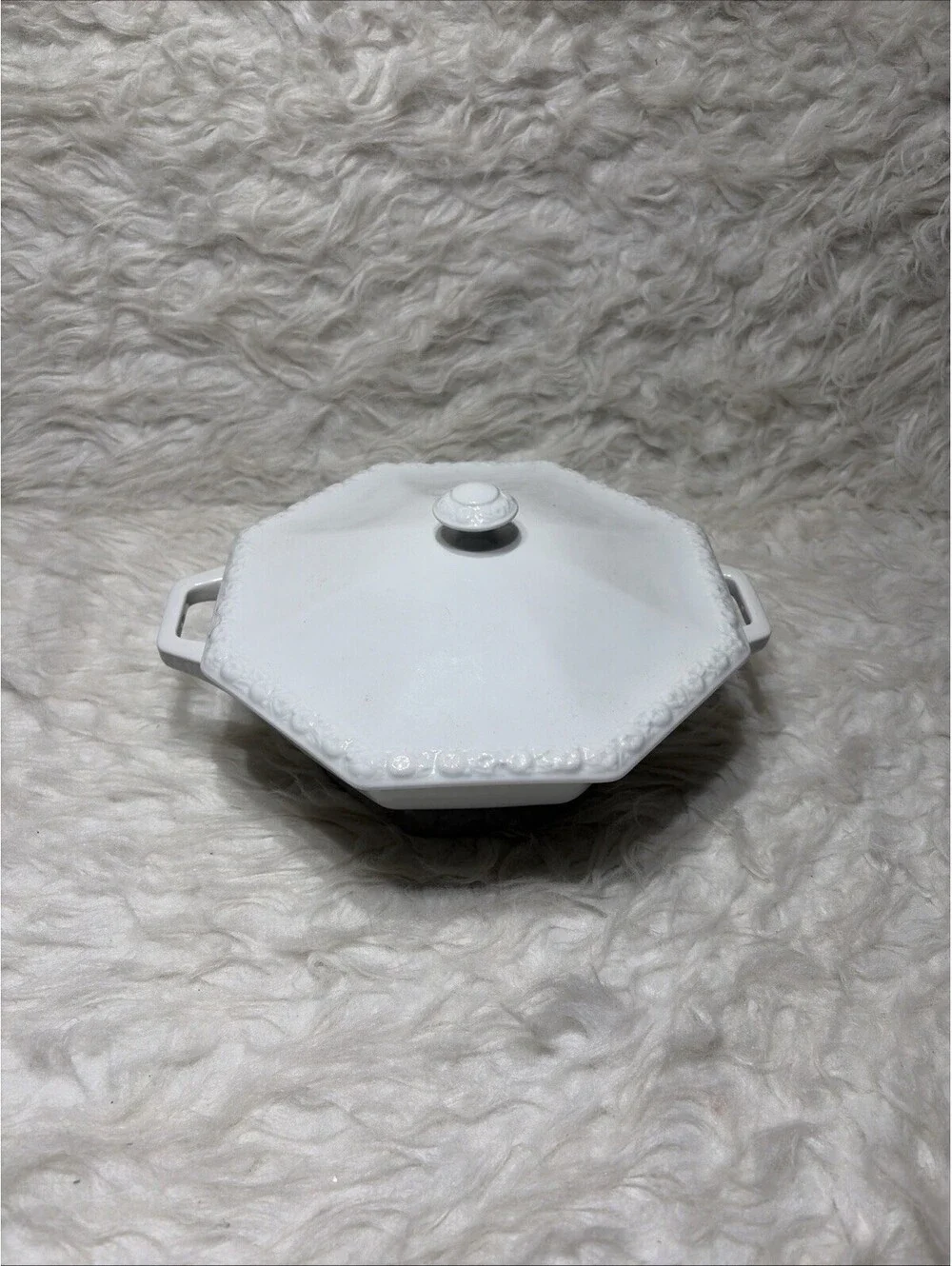 Beautiful Antique Eight Sided Serving Bowl With Lid, Rosenthal Maria White